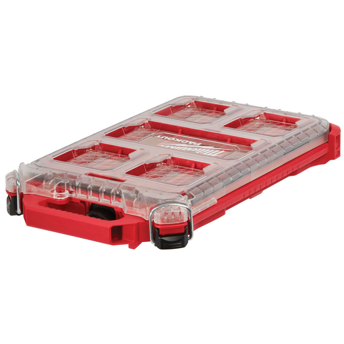 Milwaukee PACKOUT Low-Profile Compact Organizer 48-22-8436, five removable bins, IP65 weather seal
