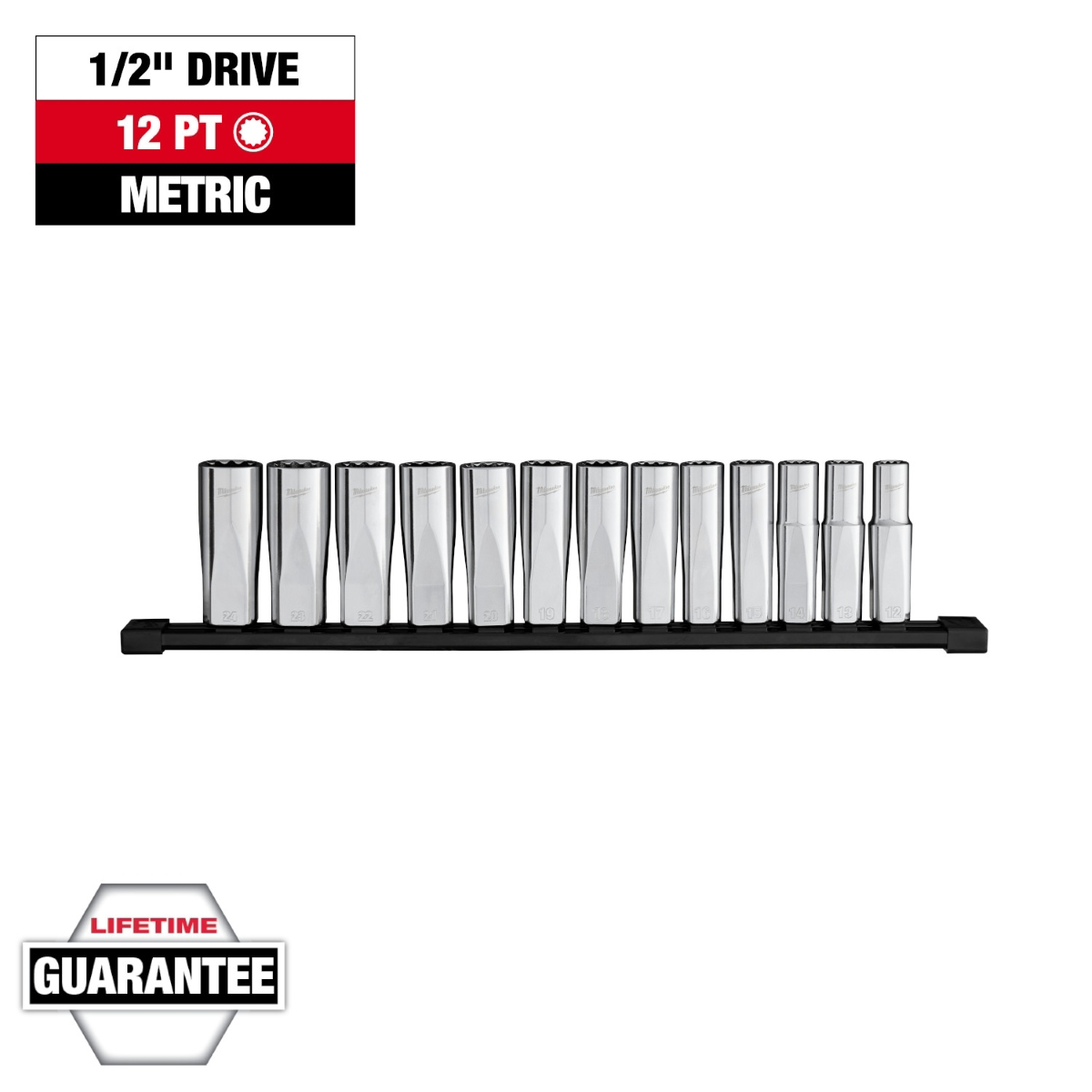 Milwaukee Tools 13pc 1/2" Drive 12-Point Socket Set - Part 48-22-9524