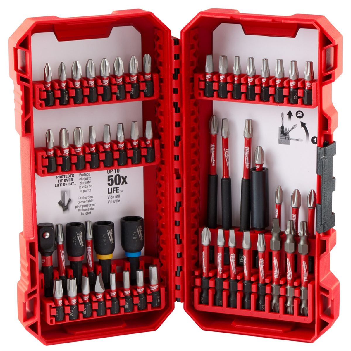 Milwaukee Tools Shockwave Impact Duty 54PC Driver Bit Set 48-32-4010, Wear Guard Tip durability