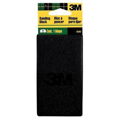 3M Rubber Sanding Block 09292, 5 in x 1-1/4 in Black, heavy rubber for better sanding control