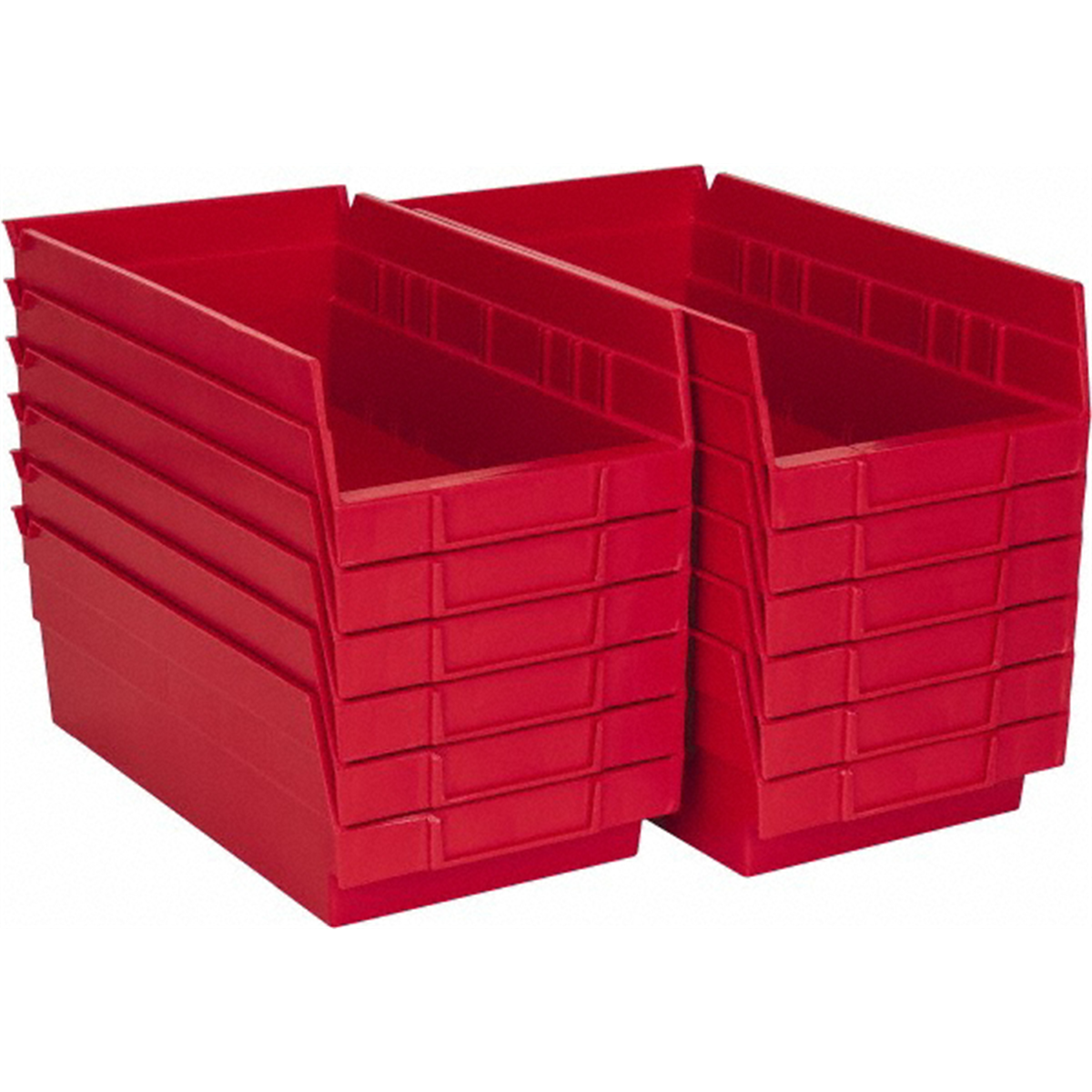 Msc Industrial Supply Red Shelf Bin 4 in x 11 5/8 in x 6 5/8 in, 12-Pack, 128 cu in Capacity