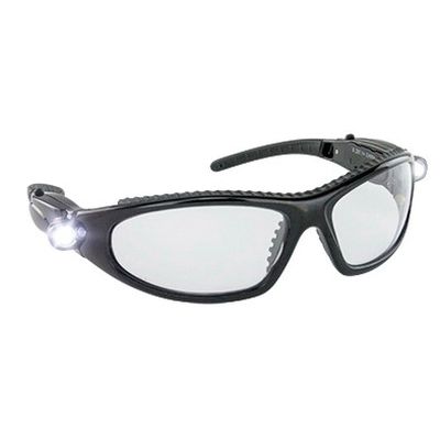 SAS 5420 LED Inspectors Safety Glasses - Black Frame, UV-Protected Polycarbonate Lens with