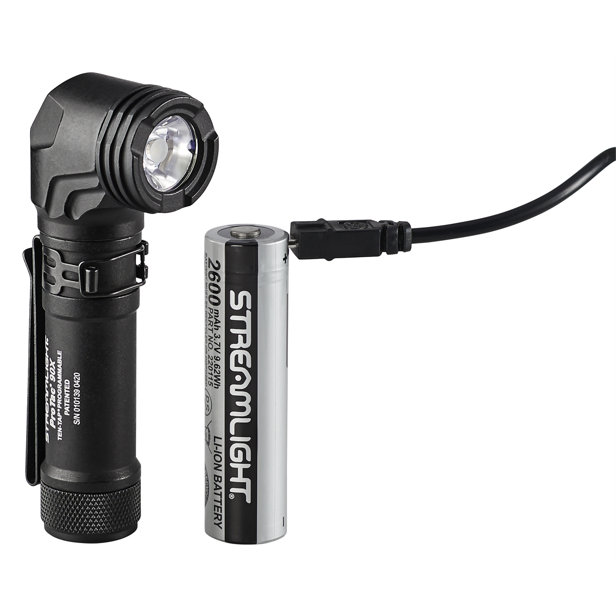 Streamlight ProTac 90X Right Angle Multi-Fuel Tactical Flashlight, Black, Hands-Free Mountable