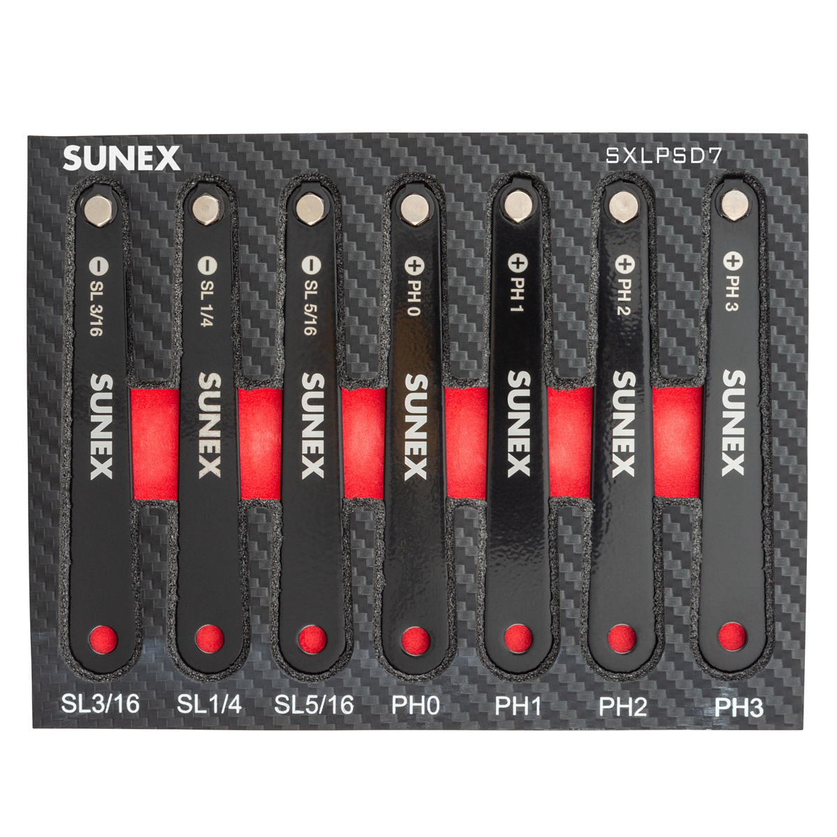 Sunex Low Profile Diamond Coated Phillips & Slotted 7 Piece Screwdriver Set in EV