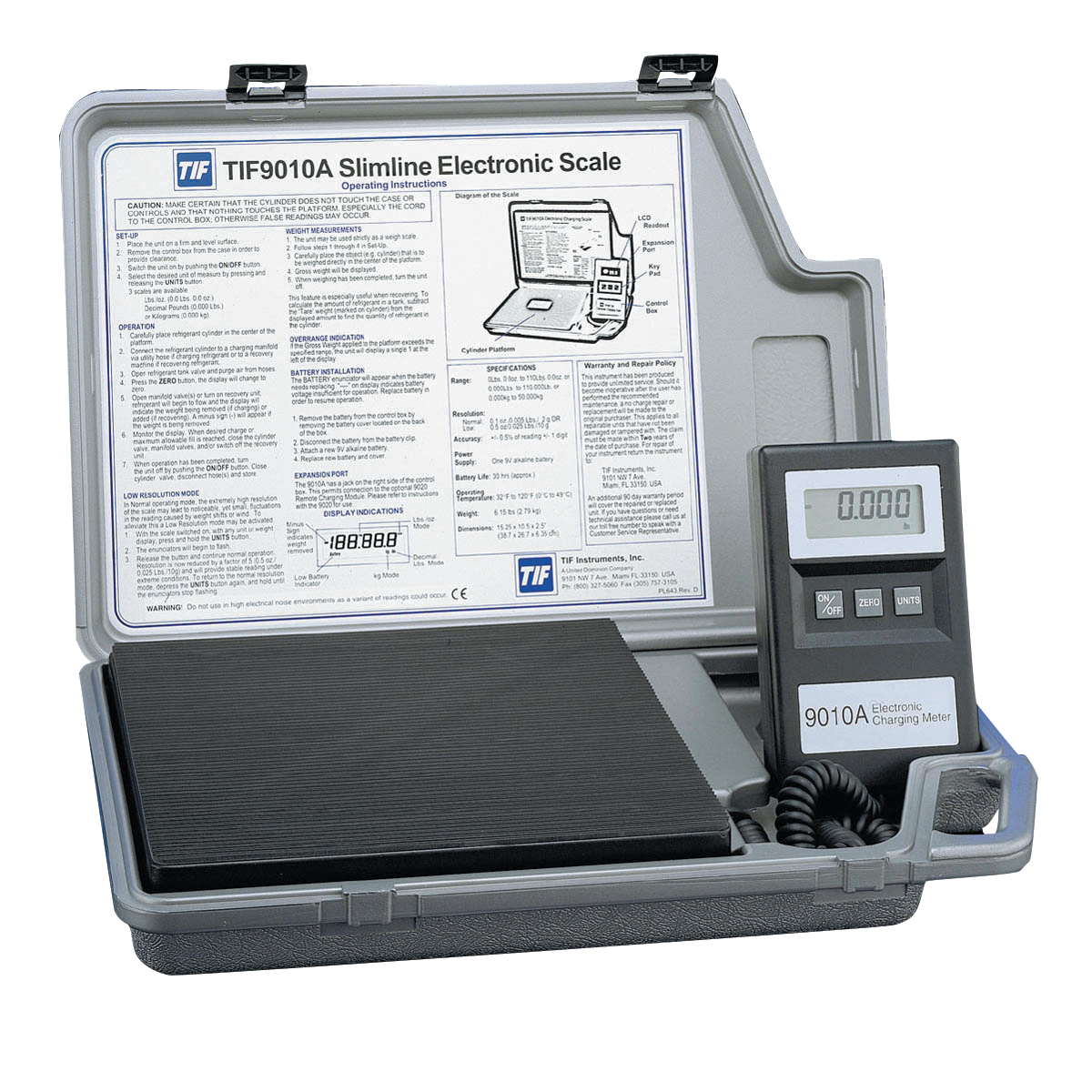 TIF Instruments Slimline Refrigerant Electronic Charging and Recovery Scale 9010A, 110 lb Capacity