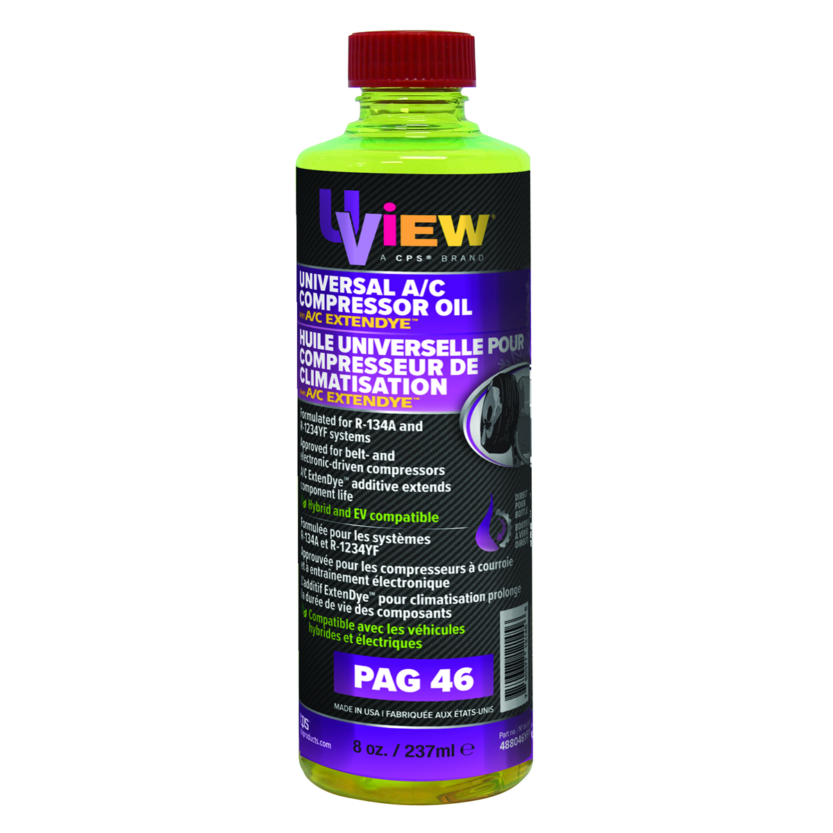 UVIEW Universal PAG 46 Oil with A/C ExtenDye 8 oz Bottle 488046YFPD