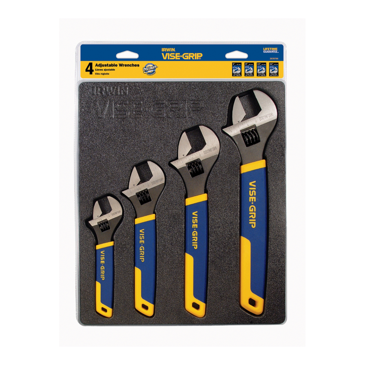 Vise-Grip / Irwin Industrial Tools 4Pc Adj Wrench Tray Set 6/8/10/12 In