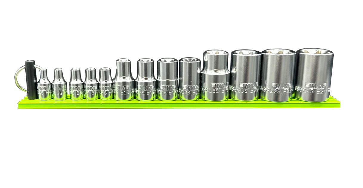 Vim Tools Elite 13pc. "E" Torx Set, E4 Thru E24, package on a green Magrail