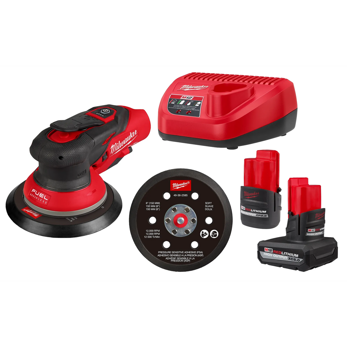 Milwaukee Tools M12 6" Random Orbital Sander Kit 3/32" 2584-22CX