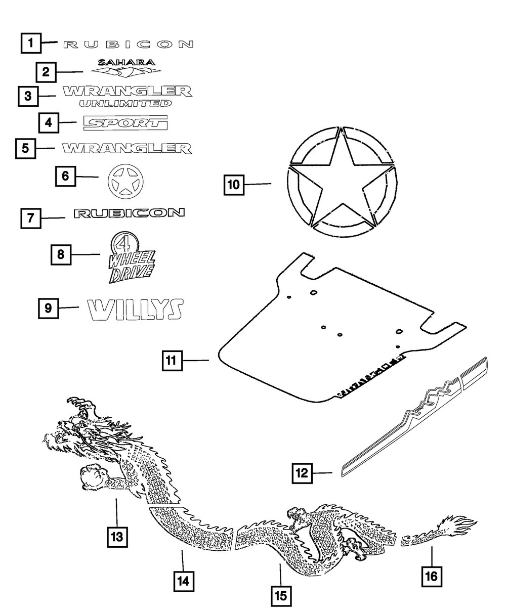 Mopar 5PC92HA9AA Dragon Hood Decal for 2014 Jeep Wrangler JK Rubicon, Sahara, Sport, Unlimited Rubicon, Unlimited Sahara, & Unlimited Sport 3.6L V6