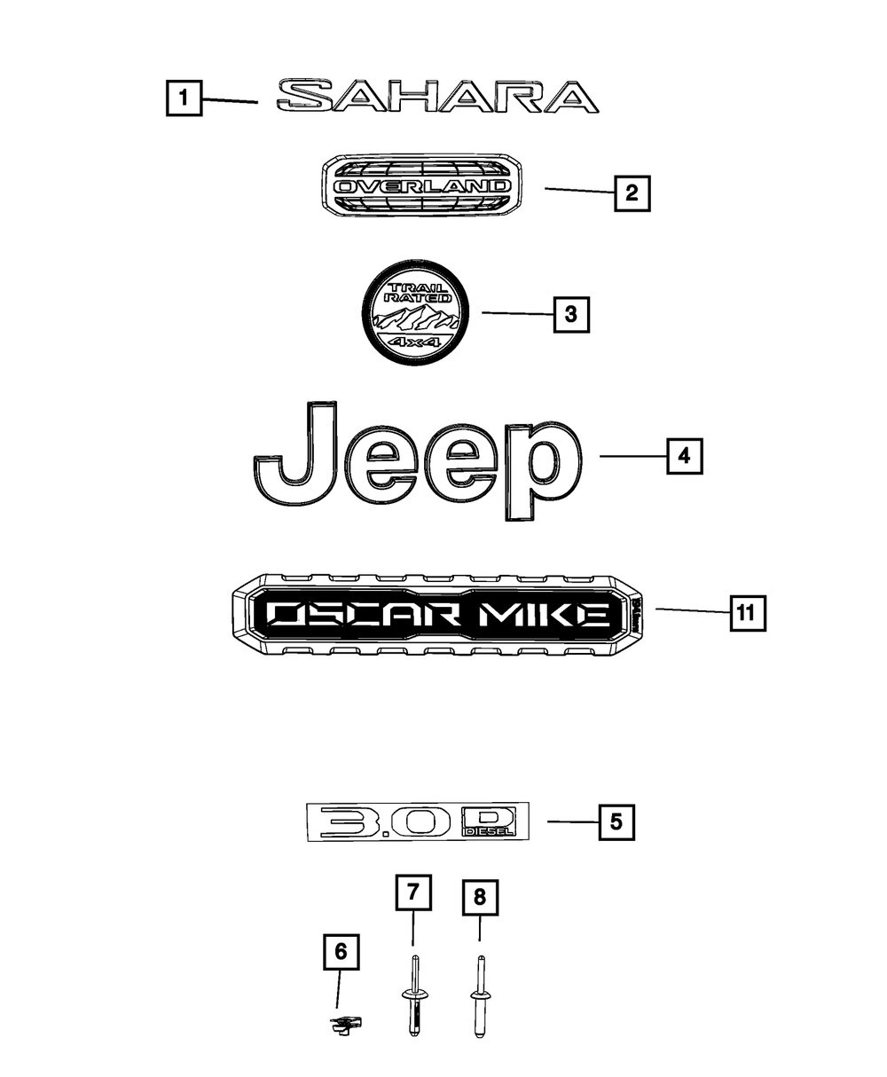 Mopar 68397097AB Front Fender "Jeep" Nameplate for 18-22 Jeep Wrangler JL