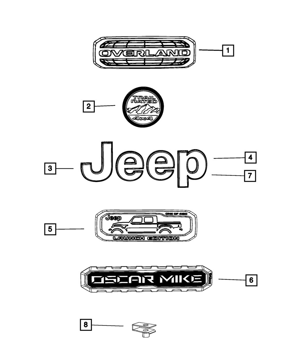 Mopar 68467213AA Tailgate Nameplate for 2020 Jeep Gladiator JT