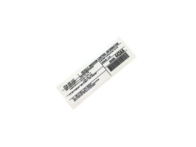 Mopar 68406443AA Vehicle Emission Control Information Label for 2019 Jeep Wrangler JL 2.0L I4 DOHC DI Turbo engine with ESS