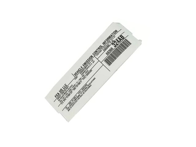 Mopar 68366324AB Vehicle Emission Control Information Label for 2018 Wrangler JL Rubicon, Sport, Sport S, Unlimited Rubicon, Unlimited Sahara, Unlimited Sport, & Unlimited Sport S 2.0L L4 - Electric/Gas