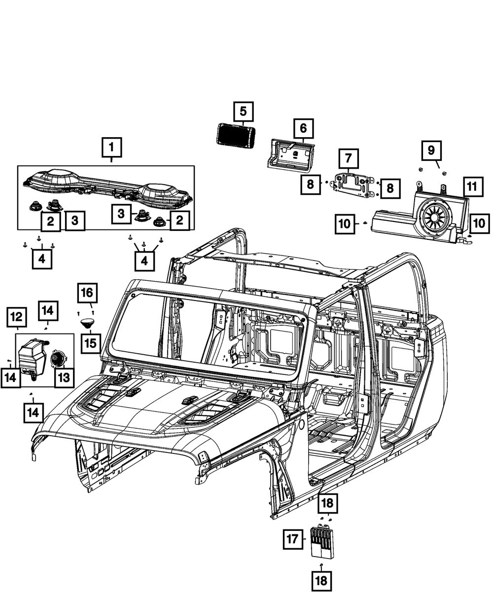 Mopar 68349843AD Woofer Speaker for 20-26 Jeep Gladiator JT