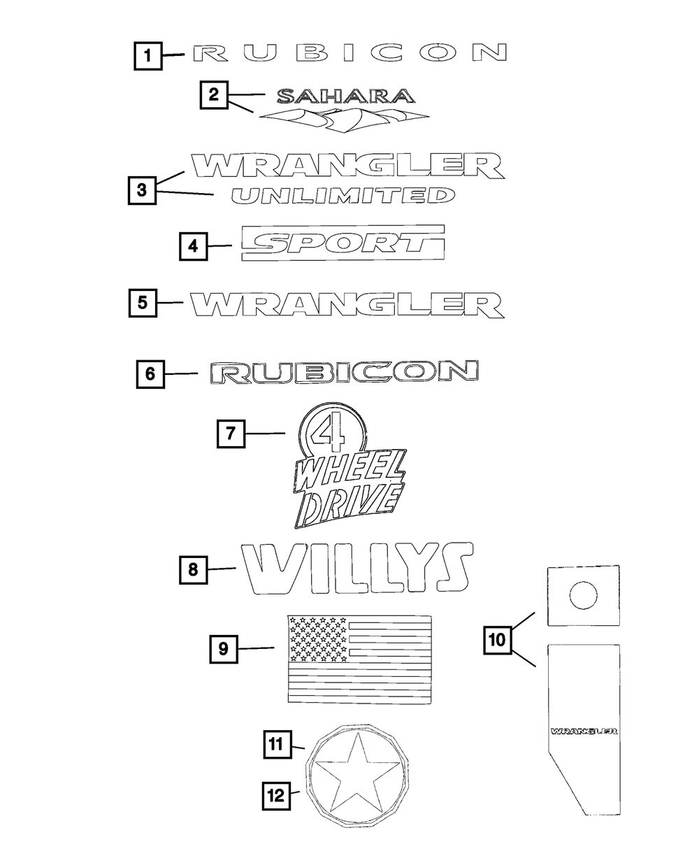 Mopar 6AG33RXFAA Front Fender " Wrangler" Decal for 16-17 Jeep Wrangler JK