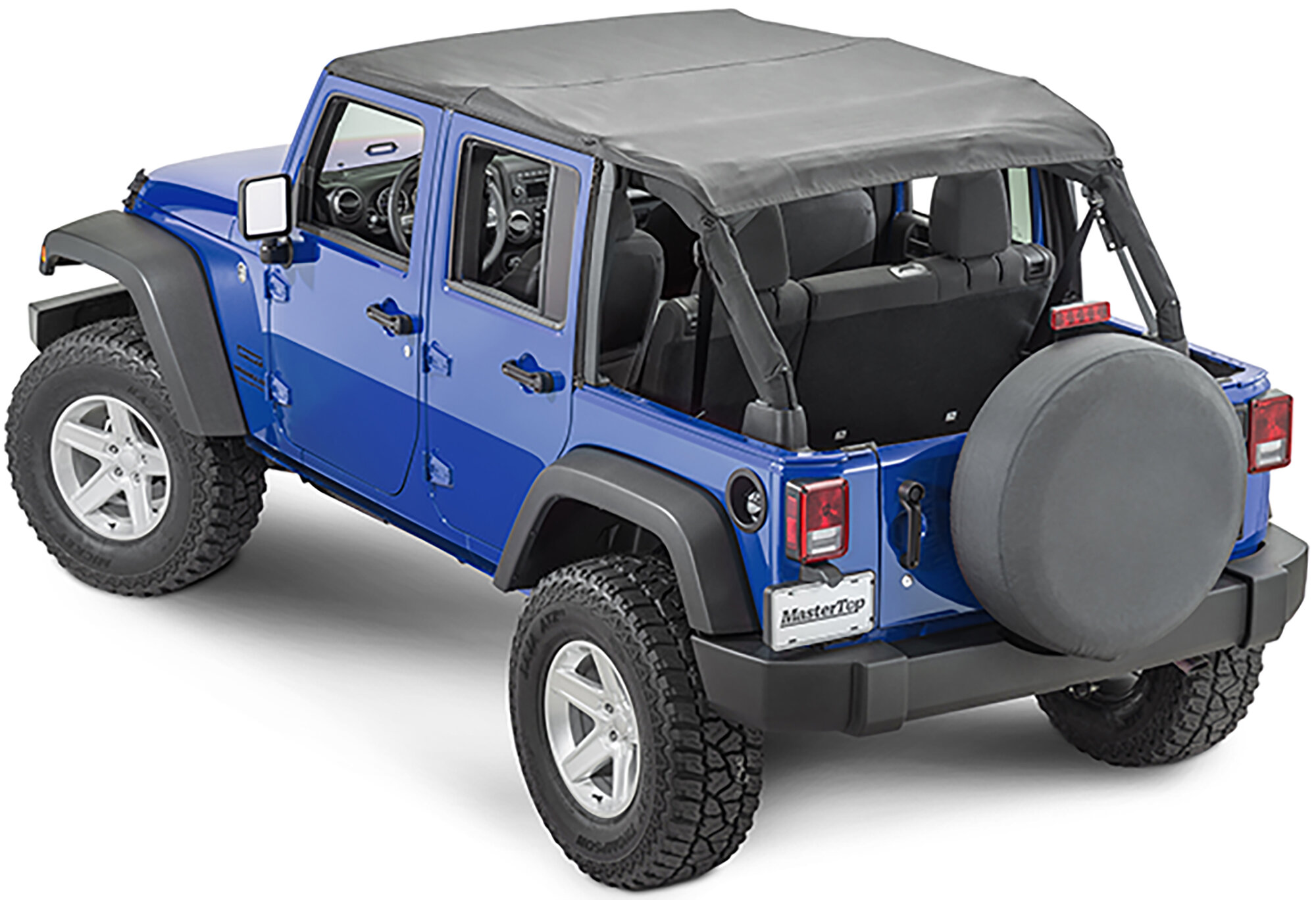 MasterTop Bimini Plus Top with Red Integrated Grab Handles - in MasterTwill for 07-18 Jeep Wrangler JK Unlimited 4-Door