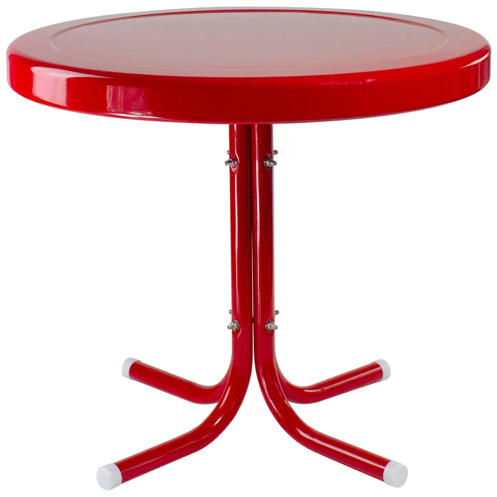 22″ Outdoor Retro Tulip Side Table, Red