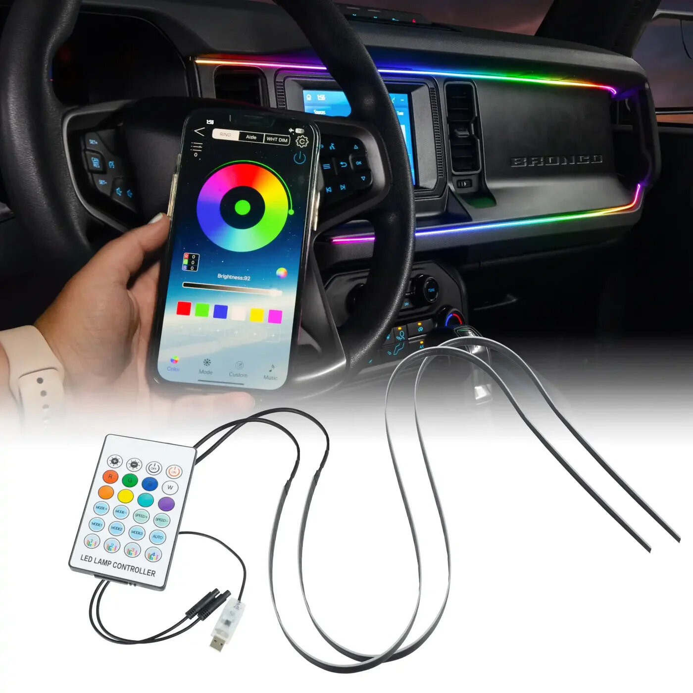 Oracle Lighting 4237-332 Dynamic ColorSHIFT LED Interior Dash Board Kit for 21-26 Ford Bronco