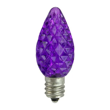 Pack of 25 Faceted LED C7 Purple Christmas Replacement Bulbs