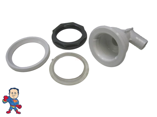 Pentair Cyclone Micro Jet Body Kit – 3/8″ Air Barb x 3/4″ Water Barb with Nut, Gasket & Alignment Ring