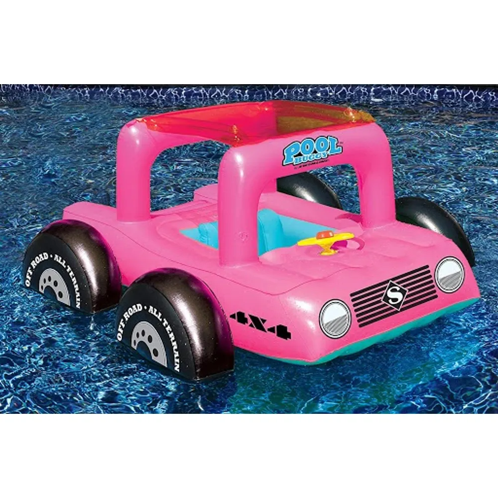 Inflatable Pink Buggy Car Swimming Pool Float, 41″