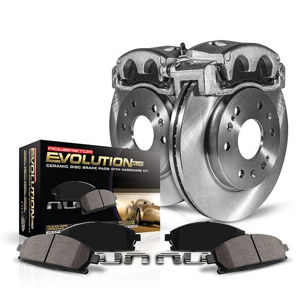 PowerStop KCOE2119 Z17 Stock Replacement Front Brake Kit with Calipers for 90-99 Jeep Wrangler YJ, TJ, XJ, 90-92 Comanche, & 93-98 ZJ