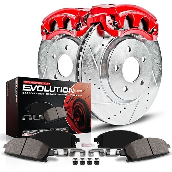 PowerStop KC7941A Z23 Evolution Sport Front Brake Upgrade Kit with Calipers for 18-26 Jeep Wrangler JL Sport