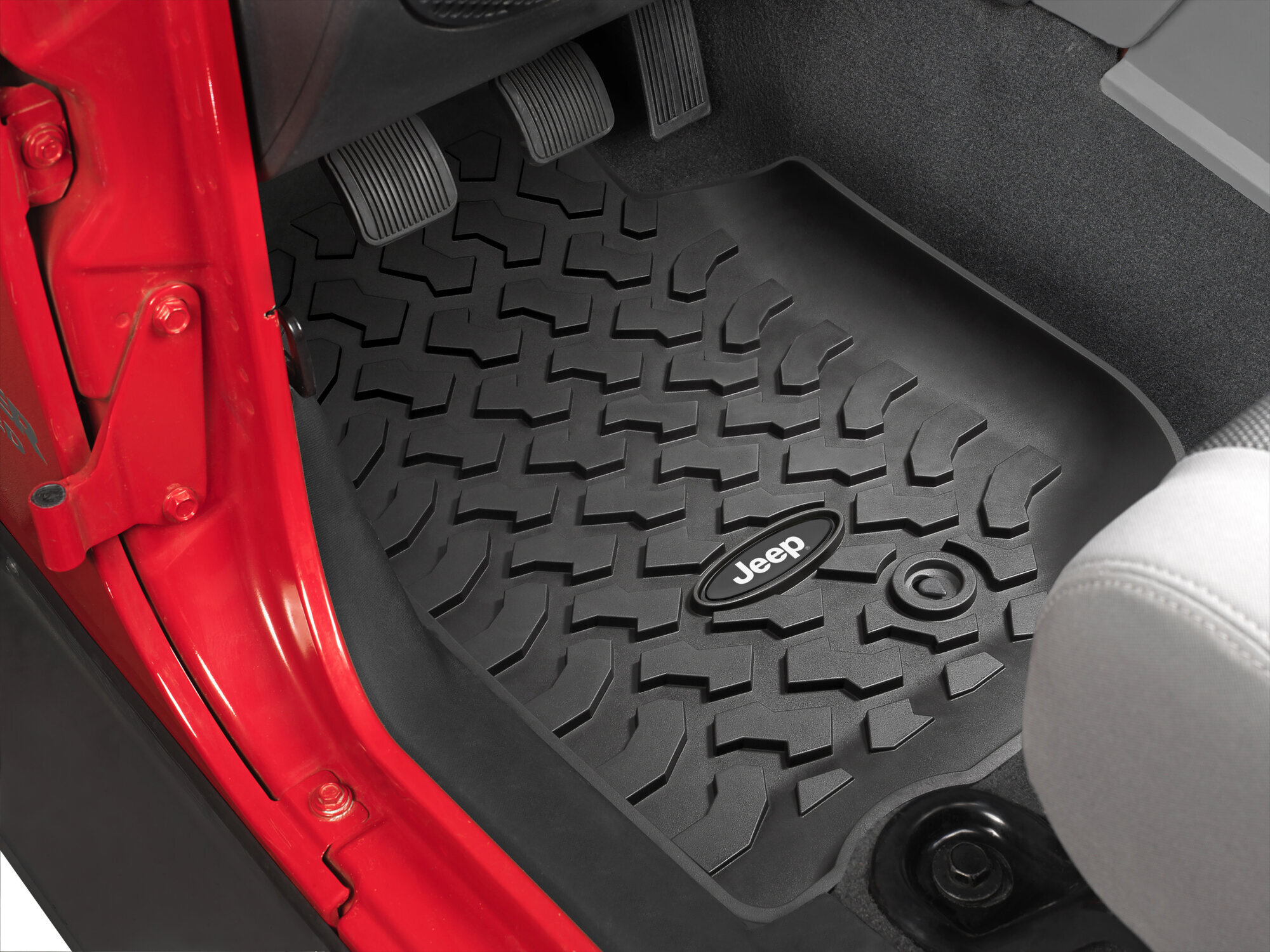 Quadratec Jeep License Ultimate Jeep Licensed Floor Liners - Front for 14-18 Jeep Wrangler JK 2- Door