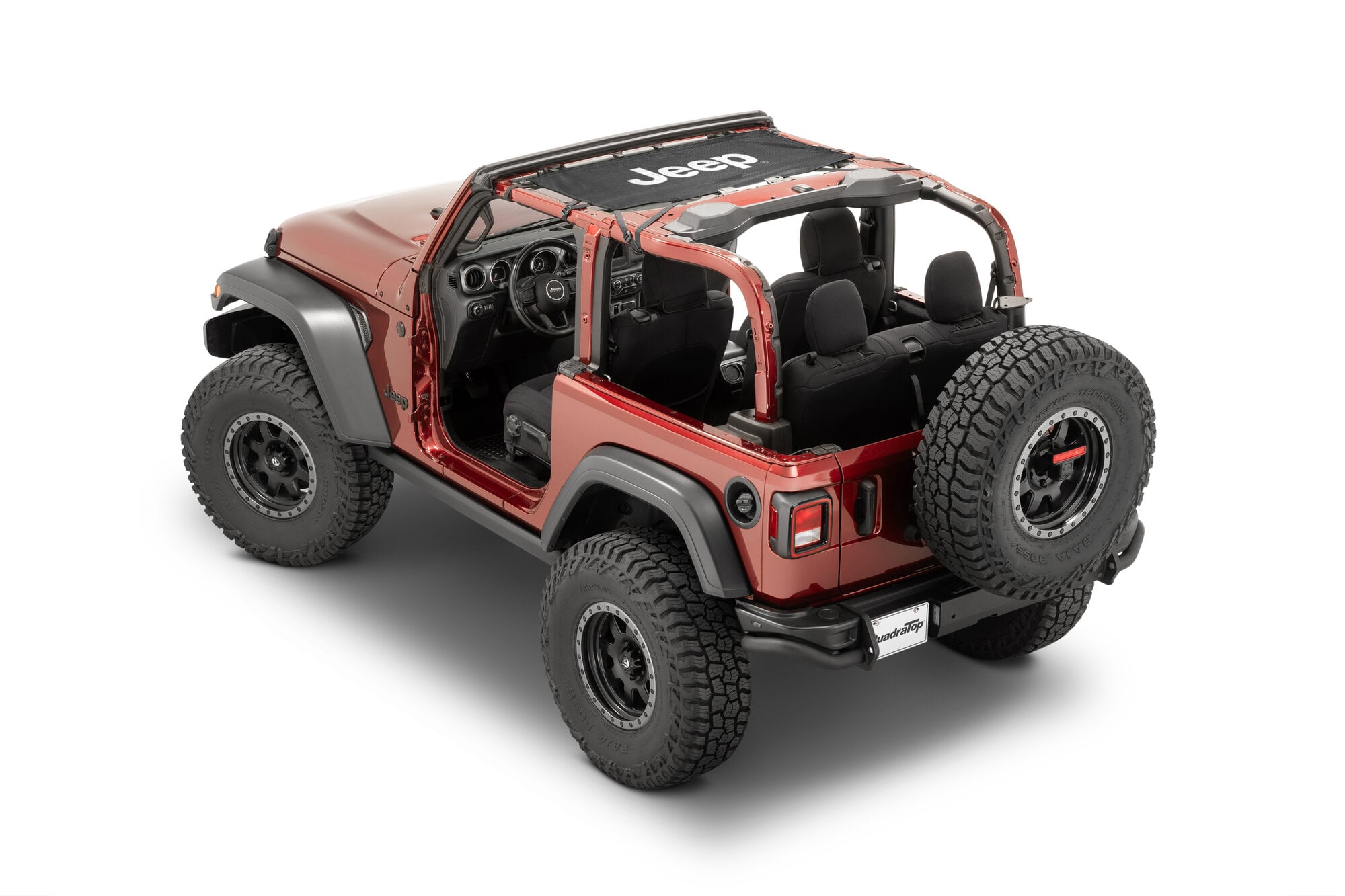 QuadraTop Jeep License Jeep Licensed Freedom Mesh Bimini Top Front for 18-26Jeep Wrangler JL 2 & 4-Door