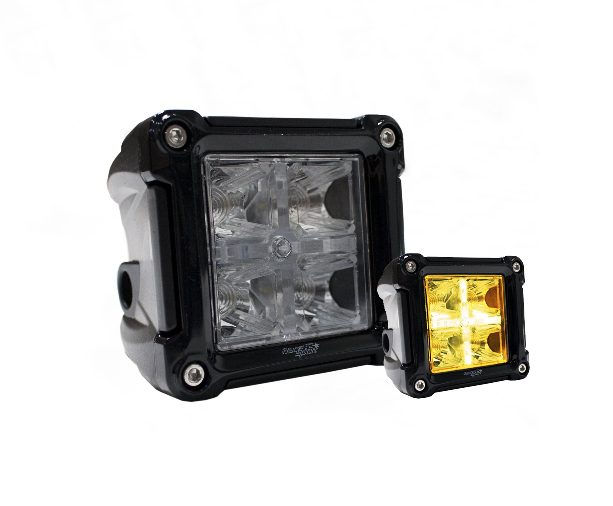 Race Sport Lighting RS3X3HALO Dual Function 3x3 Cube style Hi Power LED Spot Light with Amber Marker & Turn Signal Light Functions