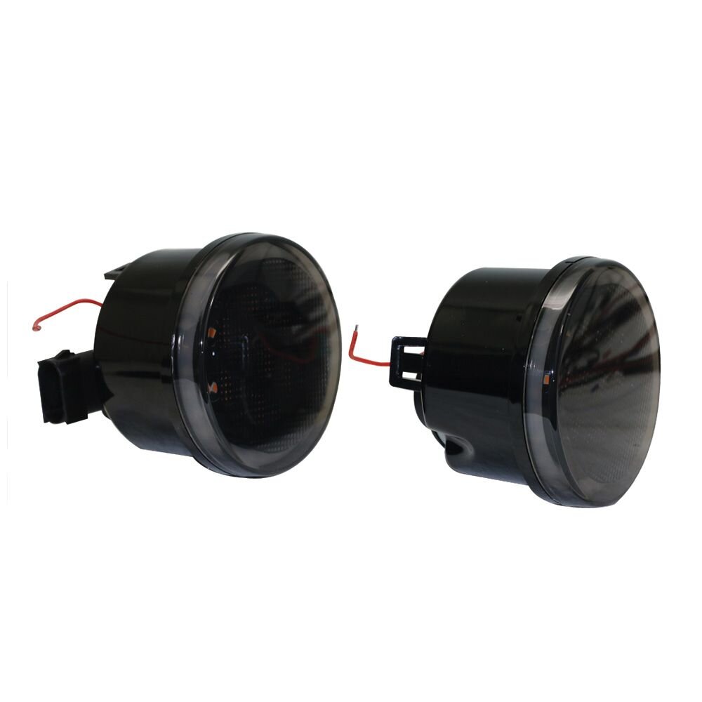 Race Sport Lighting JJKDRLH Turn Signal Amber LED Light Kit with White DRL Halo for 07-18 Jeep Wrangler JK