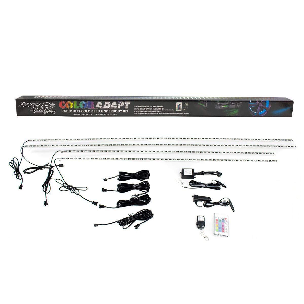 Race Sport Lighting RSUKIT ColorADAPT Adaptive RGB LED Aluminum Solid Underbody Kit with Key Card RGB Remote