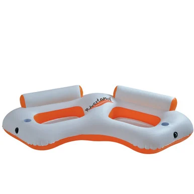 Relax in Style: Inflatable Orange and White River Land Two Swimming Pool Sofa, 85-Inch