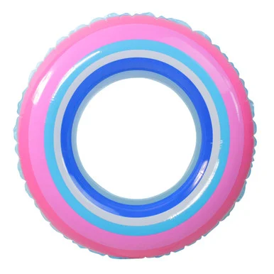 Relax in Style with Inflatable Blue and Pink Stripe Pool Inner Tube Ring Float, 35-Inch