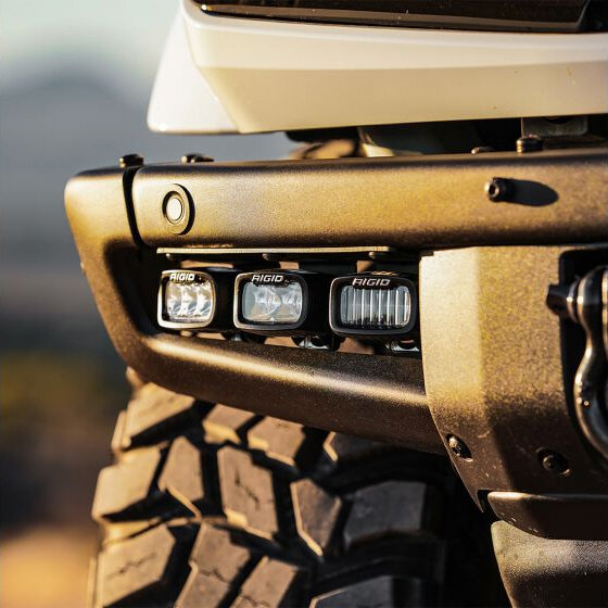 Rigid Industries 46730 Mod Bumper Fog Light Mounts for 21-26 Ford Bronco with a Performance Heavy Duty Modular Bumper