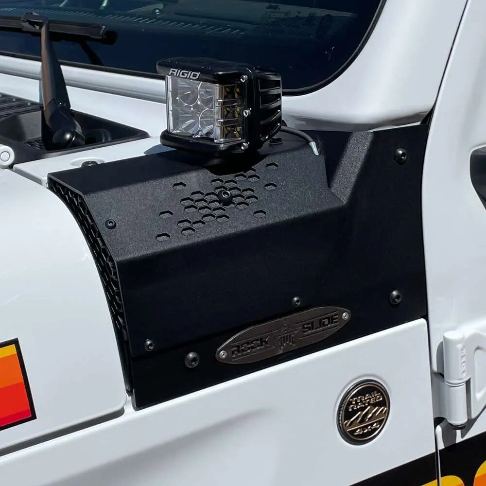 Rock Slide Engineering Lower Cowl LED Light Pod Brackets for 18-26 Jeep Wrangler JL & Gladiator JT
