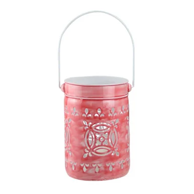 Rose Pink Cut-Out Votive Candle Lantern 7.5”