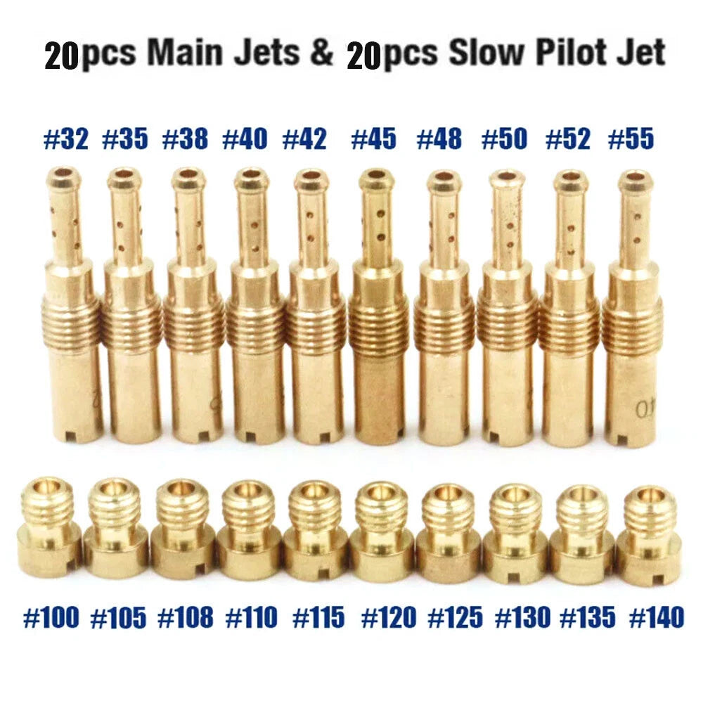 20Pcs Main & Slow Jets for PWK Keihin OKO CVK PE Carburetor