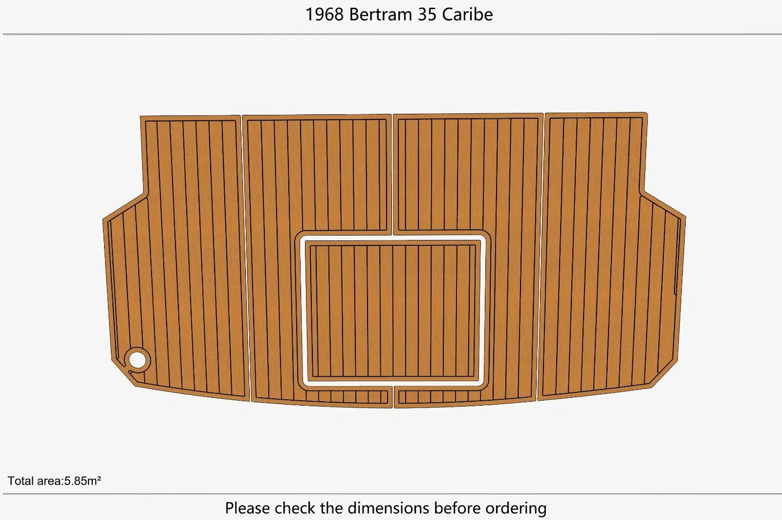 EVA Teak Faux Flooring Mat Pads for Bertram 35 Caribe (1968)