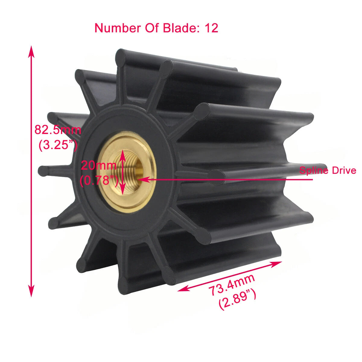 Impeller w/ O-ring for Cummins 3974456 (Replaces SMX Super 27, Sherwood 27000K)