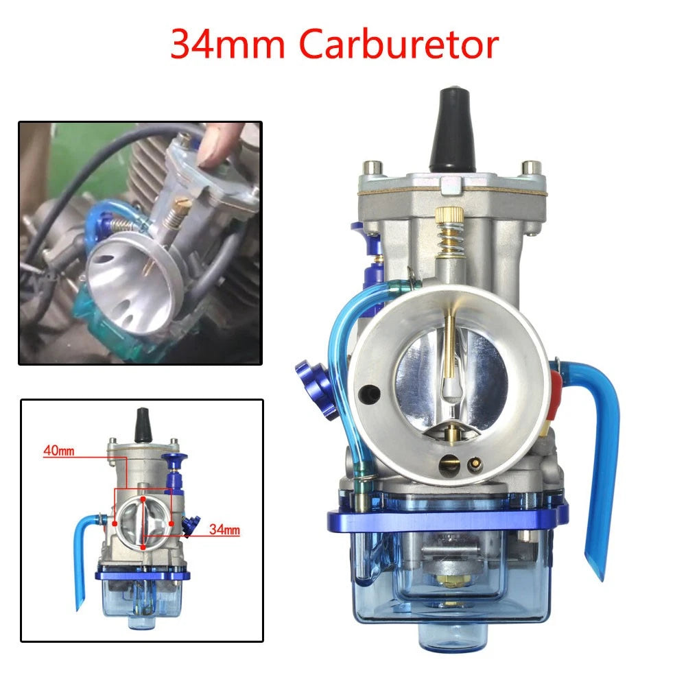 34mm Carburetor for PWK34 250-350cc Dirt Bike Scooter ATV (2/4-Stroke)
