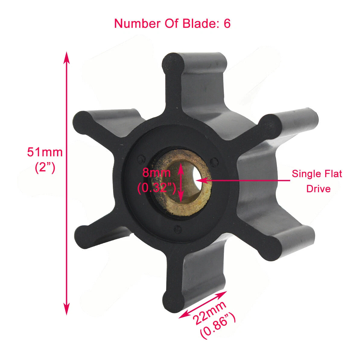 Flexible Impeller for Jabsco 6303-0001 Johnson 09-824P CEF500138 OBERDPRFER 6617