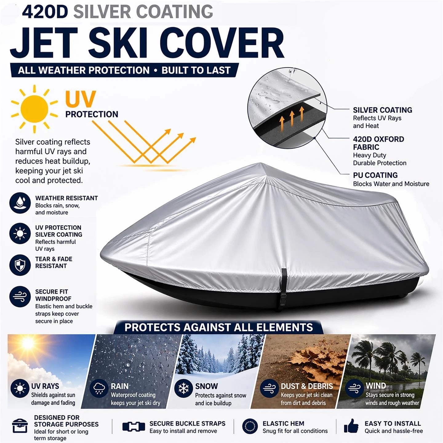 PWC Cover for Sea Doo Jet Ski GTX Limited 215 (2014–2016) 420 Denier