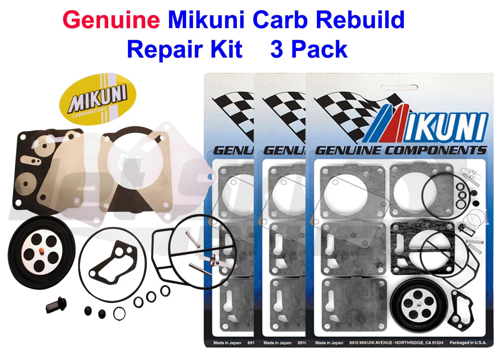 3 Pack Carburetor Rebuild Kit for Polaris SL SLT SLX 750 780 (1996–2004)
