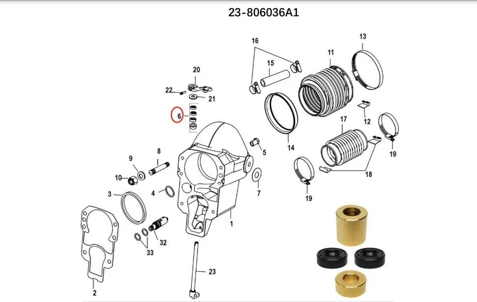 Bushing/Seal Kit for Mercruiser Sterndrive Alpha One (Gen II) (Part # 23-806036A1)