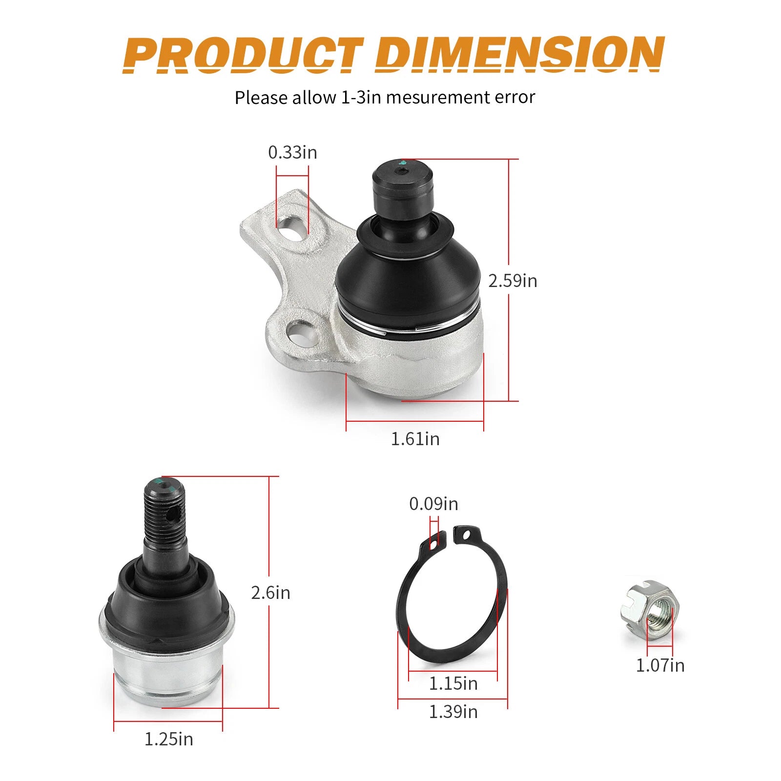 Upper & Lower Arm Ball Joint Kit for Can-Am Outlander 650 800 800R (2006–2012)