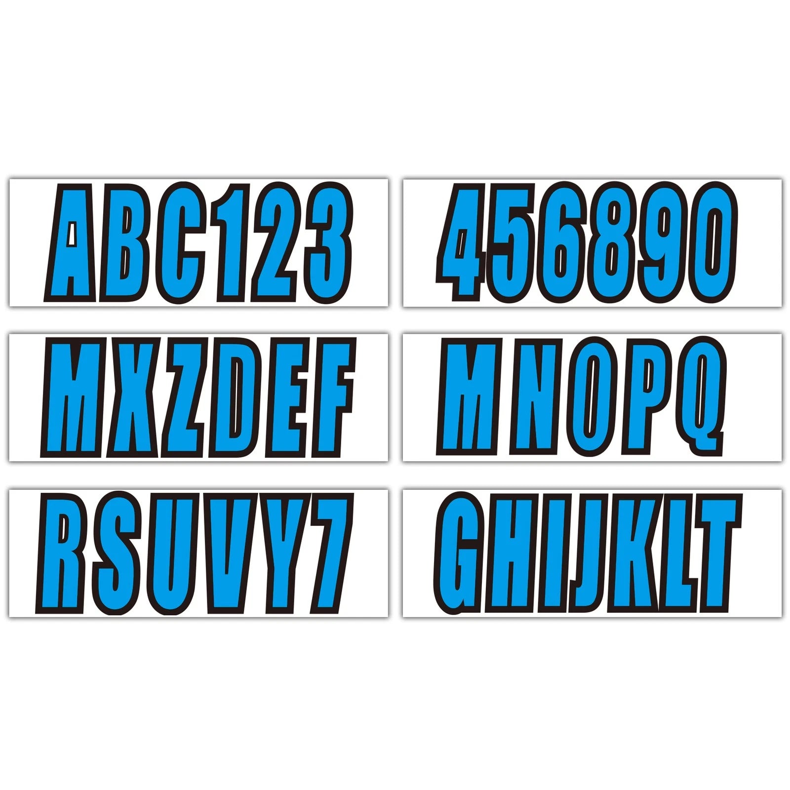Set of 4 Boat Numbers and Letters Decal Stickers A-Z 0-9 Blue