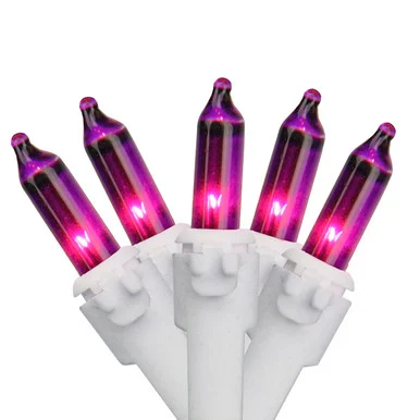 Set of 100 Purple-Pink Mini Christmas Lights 2.5″ Spacing – White Wire