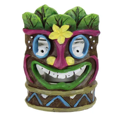 Smiling Floral Tiki Mask Tea Light Candle Holder – 4.5″